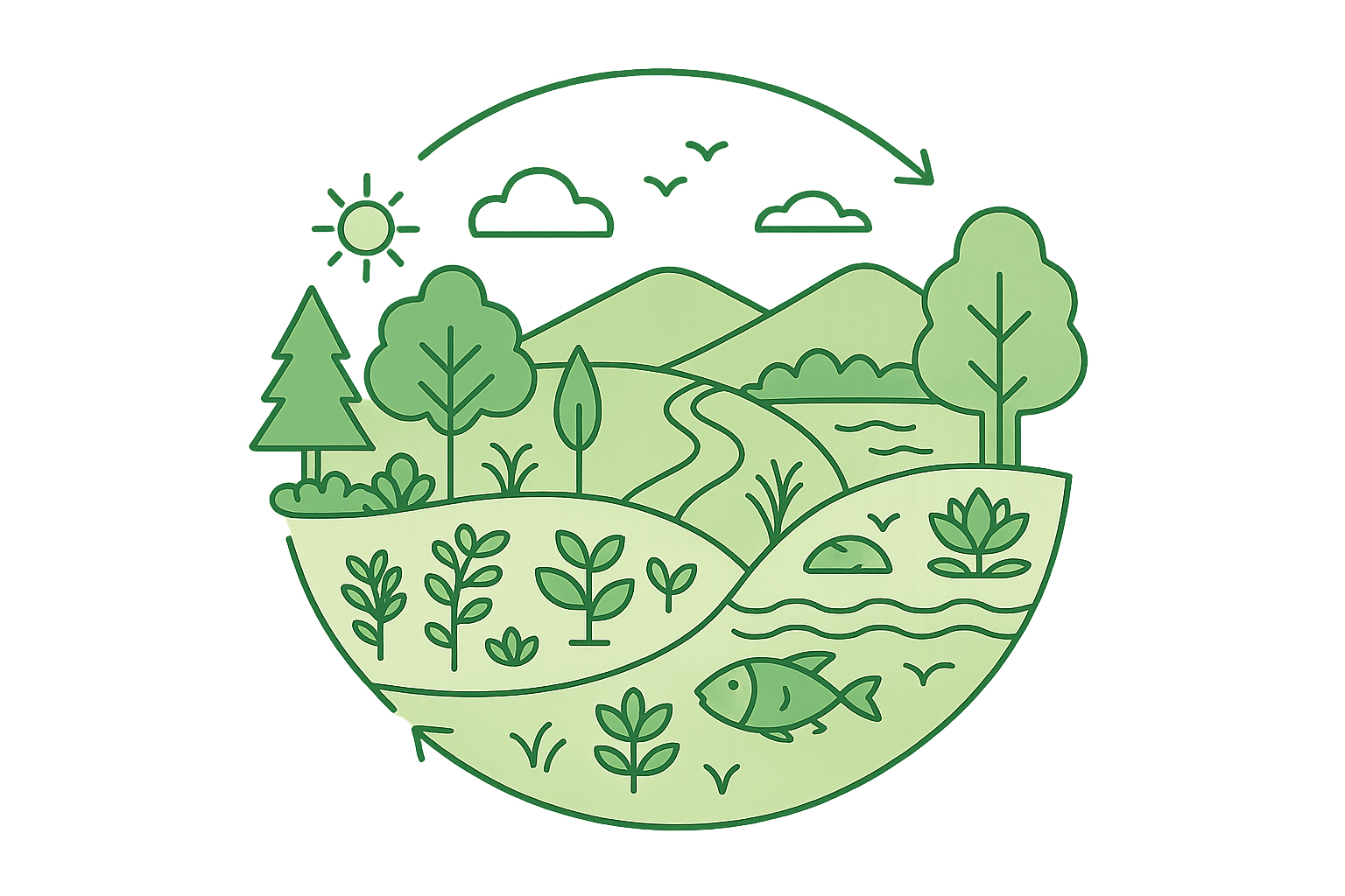 Sustainable ecosystem illustration